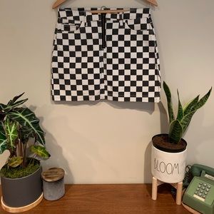 Checkered Urban Outfitter Jean Skirt
